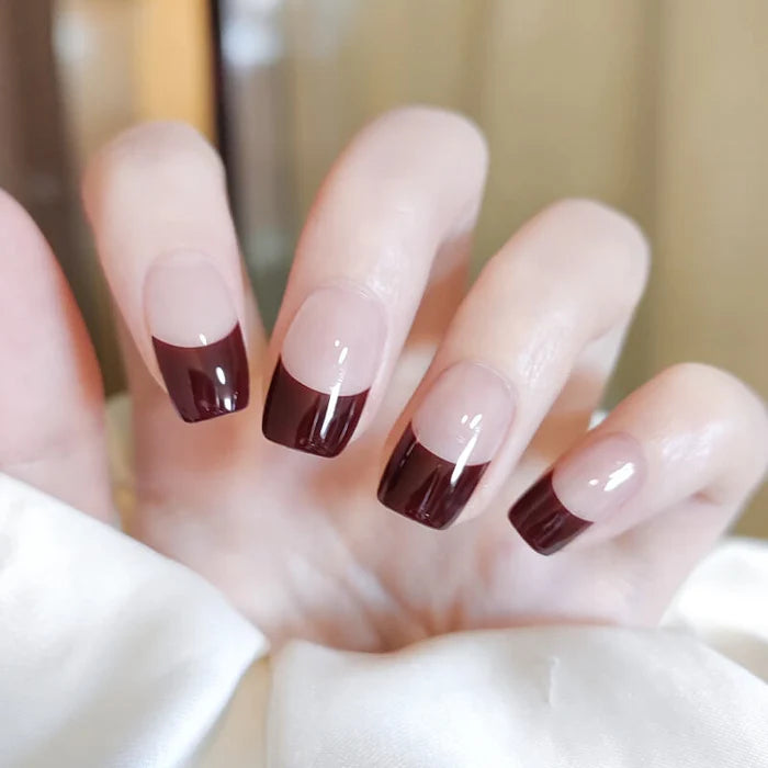 EZ NAILZ| BROWN FRENCH - SEMICURED UV GEL NAIL STICKER KIT