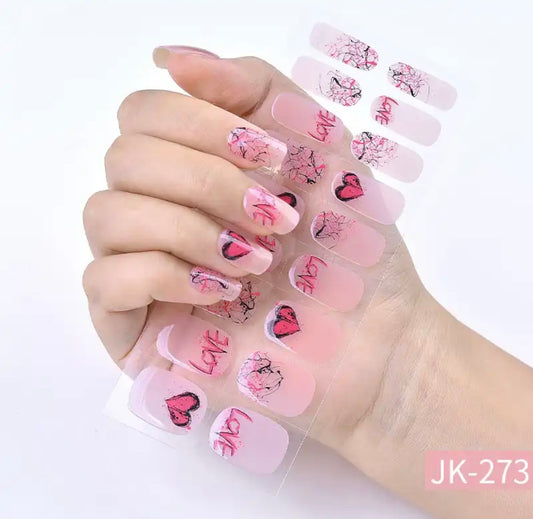 Z NAILZ| PINK LOVE ART - SEMICURED UV GEL NAIL STICKER KIT