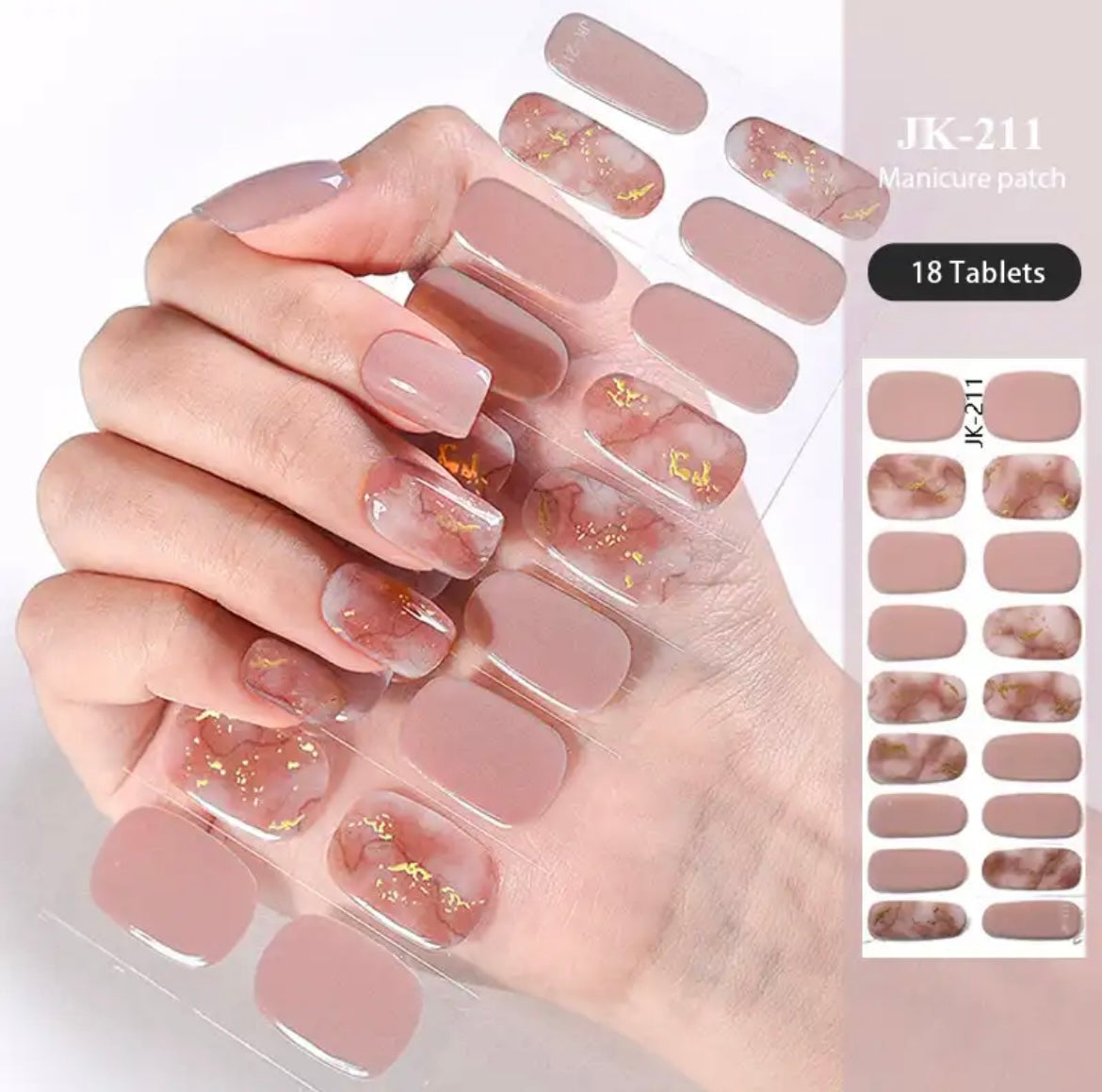 EZ NAILZ|  GOLDEN HOUR MARBLE - SEMICURED UV GEL NAIL STICKER KIT