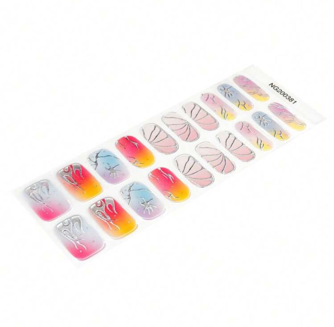 EZ NAILZ|  CHROME DESIGN MULTI-COLOR - SEMICURED UV GEL NAIL STICKER KIT