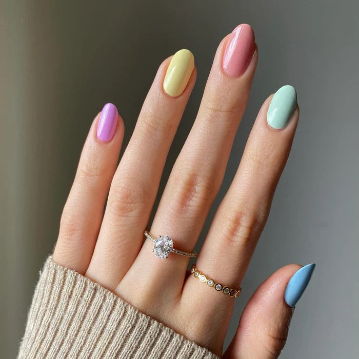 EZ NAILZ| PASTEL RAINBOW - SEMICURED UV GEL NAIL STICKERS KIT