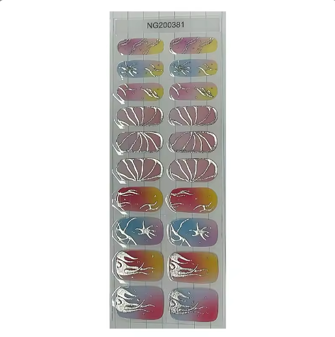 EZ NAILZ|  CHROME DESIGN MULTI-COLOR - SEMICURED UV GEL NAIL STICKER KIT