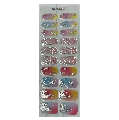 EZ NAILZ|  CHROME DESIGN MULTI-COLOR - SEMICURED UV GEL NAIL STICKER KIT