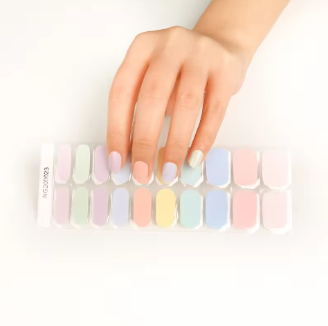 EZ NAILZ| PASTEL RAINBOW - SEMICURED UV GEL NAIL STICKERS KIT