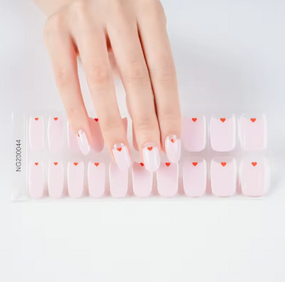 EZNAILZ| PINK FRENCH HEART - SEMICURED UV GEL NAIL STICKERS KIT