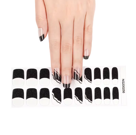 EZNAILZ|ELEGANT GLISTENING FRENCH TIPS SEMICURED UV GEL NAIL STICKER KIT