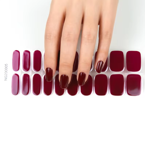 EZ NAILZ| CLARET SEMICURED UV GEL NAIL STICKERS KIT