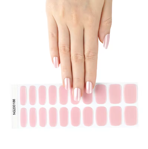 EZ NAILZ| PEARL SHIMMER PINK SEMICURED UV GEL NAIL STICKERS KIT