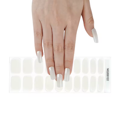 EZ NAILZ| PEARLESCENT WHITE SEMICURED UV GEL NAIL STICKER KIT