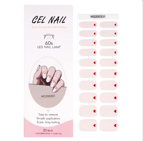 EZ NAILZ| VALENTINE'S DAY SHINING HEART SEMICURED UV GEL NAIL STICKER KIT