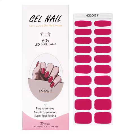 EZ NAILZ| CRAZY RED - SEMICURED UV GEL NAIL STICKERS KIT