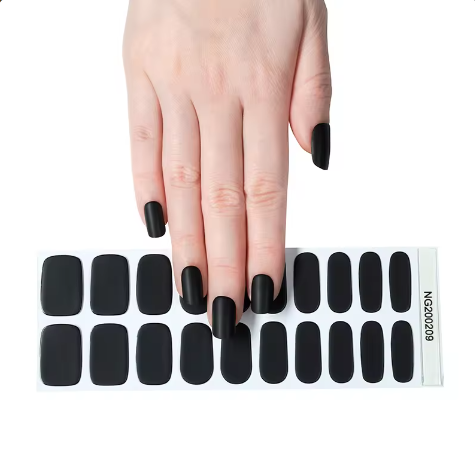 EZ NAILZ| MIDNIGHT BLACK MAT - SEMICURED UV GEL NAIL STICKERS KIT