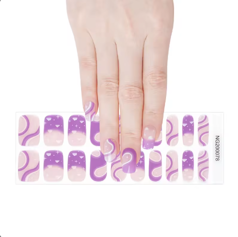 EZ NAILZ|  PURPLE SKY FRENCH TIP - SEMICURED UV GEL NAIL STICKER KIT