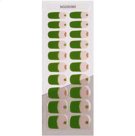 EZ NAILZ|  LUCKY GREEN FRENCH TIP - SEMICURED UV GEL NAILS STICKER KIT