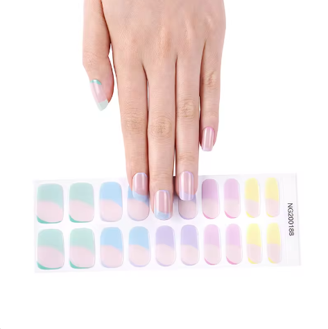 EZ NAILZ| SUMMERTIME FRENCH KALEIDOSCOPE - SEMICURED GEL NAIL STICKER KIT