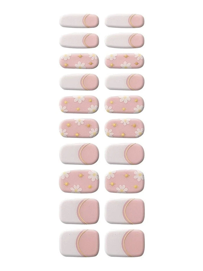 EZ NAILZ| SWEET DAISY - SEMICURED GEL NAIL STICKER KIT