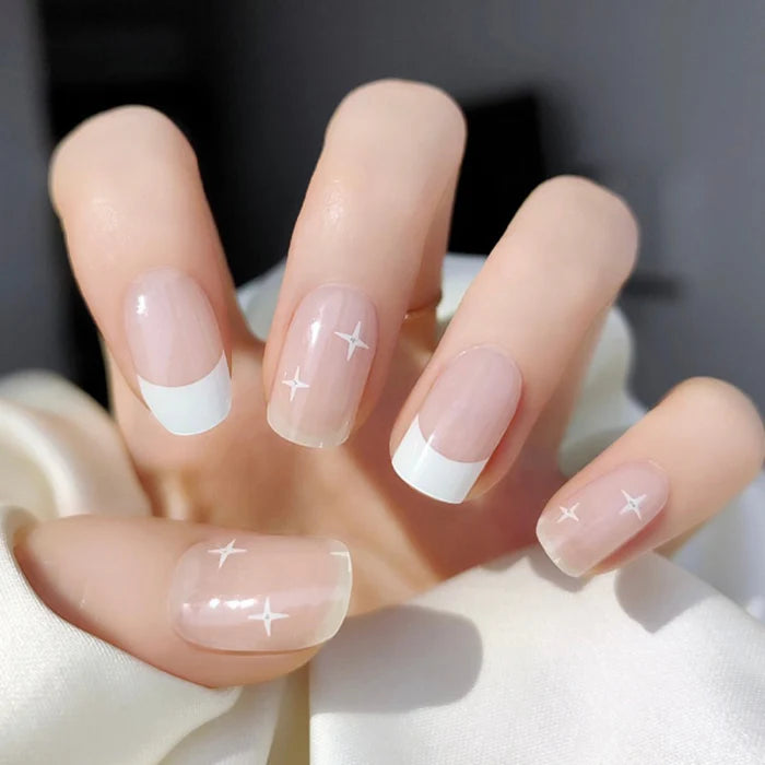 EZ NAILZ| MILKY WHITE FRENCH TIP - SEMICURED UV GEL NAIL STICKERS KIT